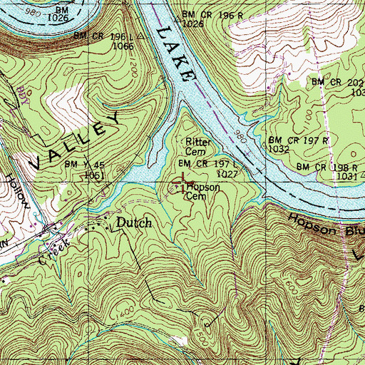 Topographic Map of Hopson Cemetery, TN