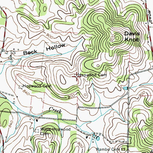 Topographic Map of Hopwood Cemetery, TN
