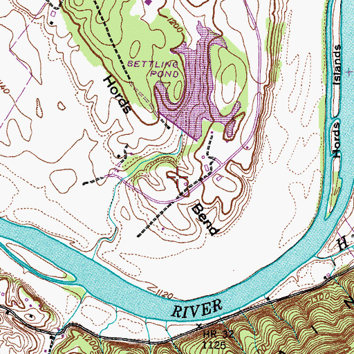 Topographic Map of Hords Bend, TN