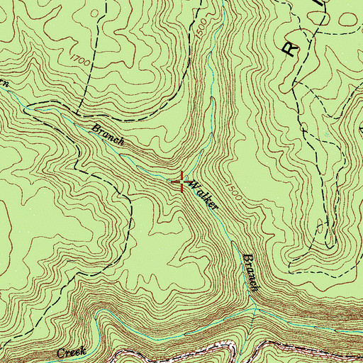 Topographic Map of Horn Branch, TN