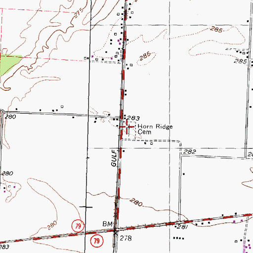 Topographic Map of Horn Ridge Cemetery, TN