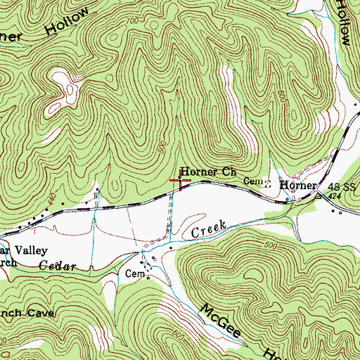 Topographic Map of Horner Church, TN