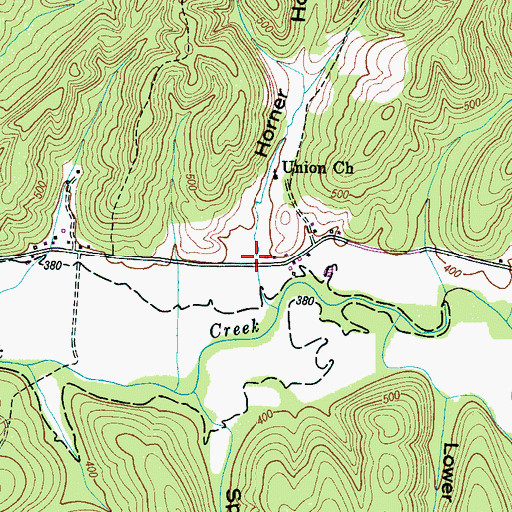 Topographic Map of Horner Hollow, TN