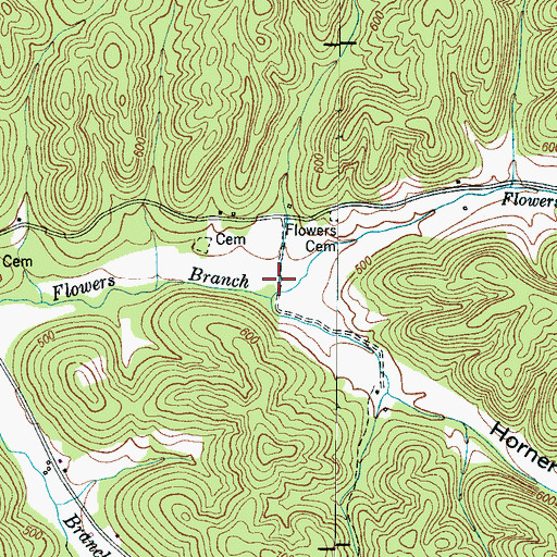 Topographic Map of Horner Hollow, TN
