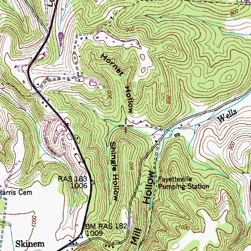Topographic Map of Hornet Hollow, TN