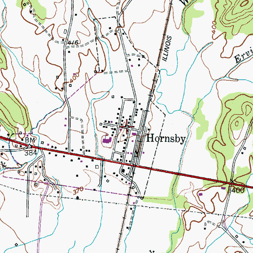 Topographic Map of Hornsby, TN