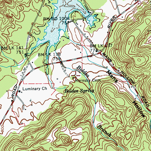 Topographic Map of Hornsby Cemetery, TN