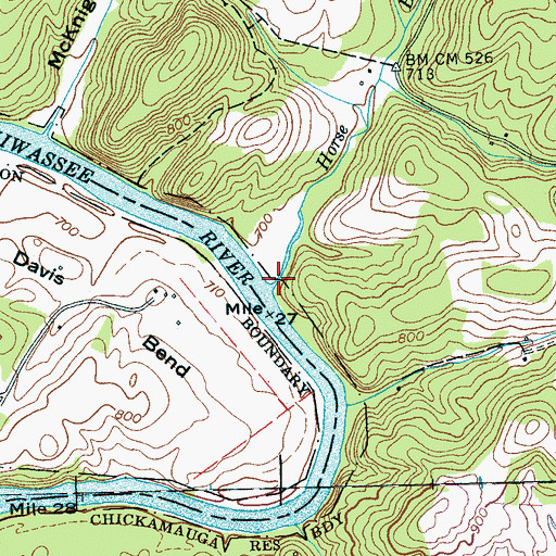 Topographic Map of Horse Branch, TN