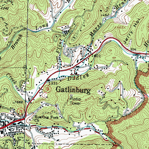Topographic Map of Horse Branch, TN
