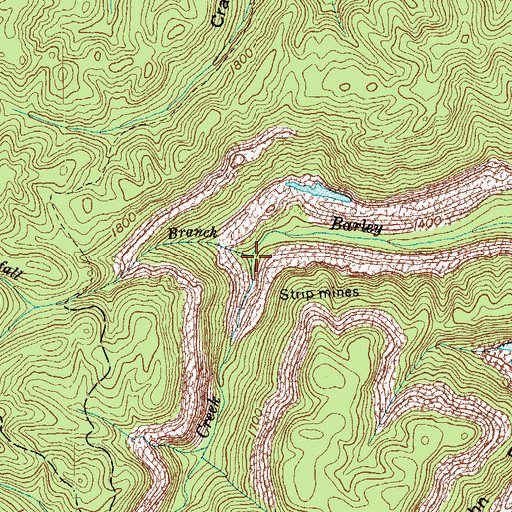 Topographic Map of Horse Creek, TN