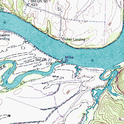 Topographic Map of Horse Creek, TN