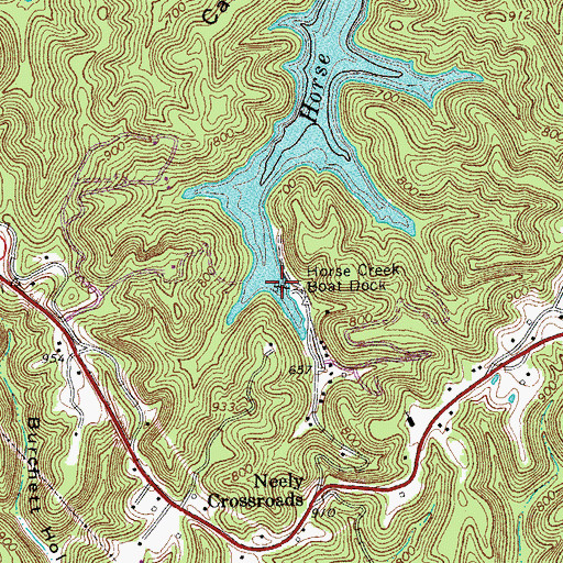 Topographic Map of Horse Creek Boat Dock, TN