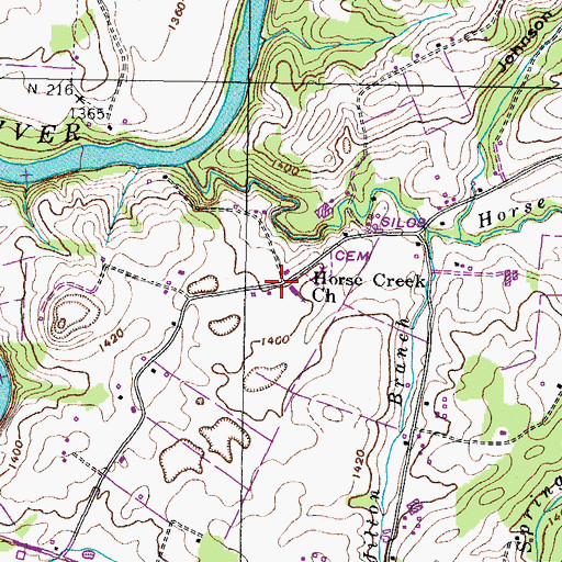 Topographic Map of Horse Creek Church, TN