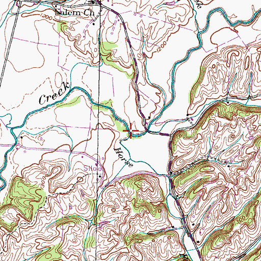 Topographic Map of Horse Fork, TN