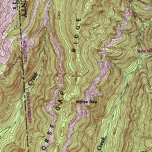 Topographic Map of Horse Gap Ridge, TN