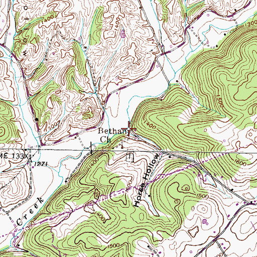 Topographic Map of Horse Hollow, TN