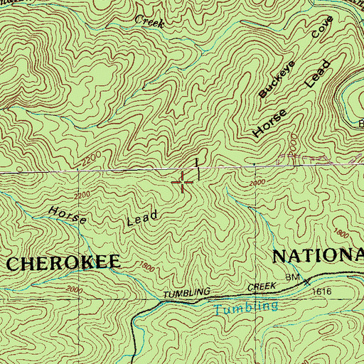 Topographic Map of Horse Lead, TN