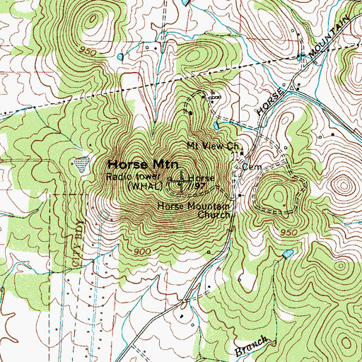 Topographic Map of Horse Mountain, TN