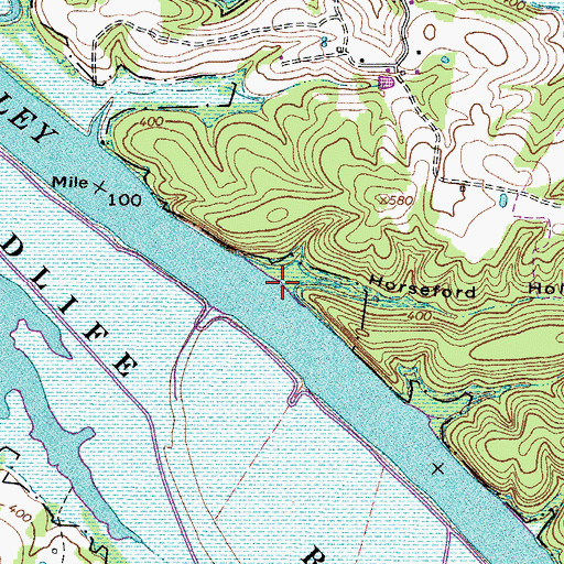 Topographic Map of Horseford Hollow, TN