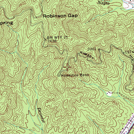 Topographic Map of Horseshoe Bend, TN