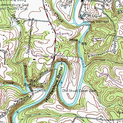 Topographic Map of Horseshoe Bend, TN