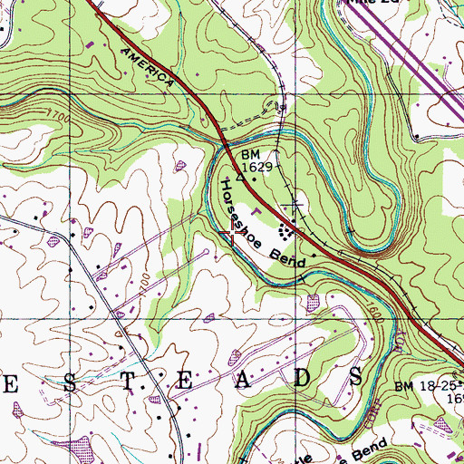 Topographic Map of Horseshoe Bend, TN