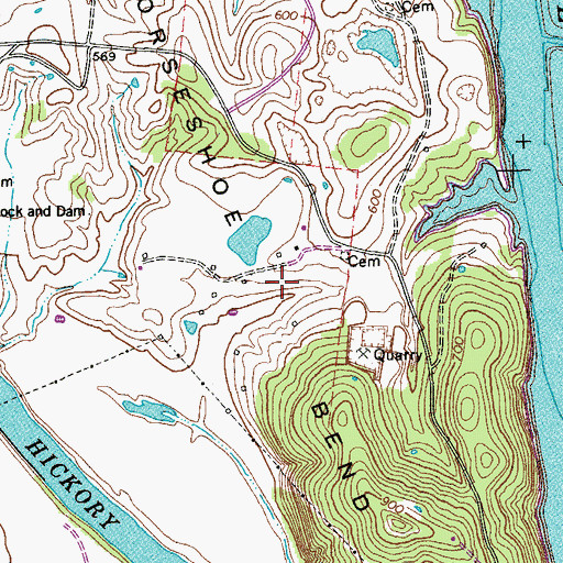 Topographic Map of Horseshoe Bend, TN