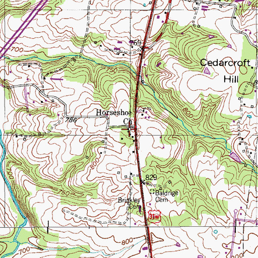 Topographic Map of Horseshoe Church, TN