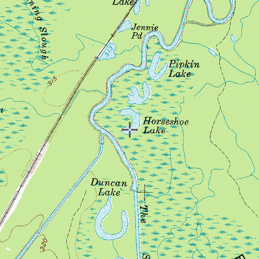 Topographic Map of Horseshoe Lake, TN