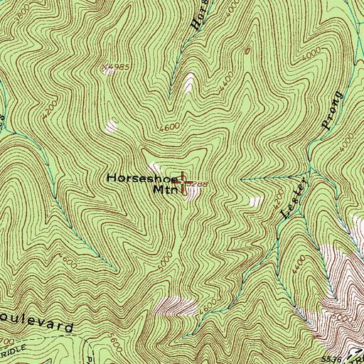Topographic Map of Horseshoe Mountain, TN