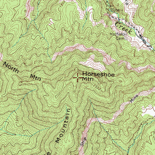 Topographic Map of Horseshoe Mountain, TN
