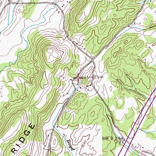 Topographic Map of Horton Cemetery, TN
