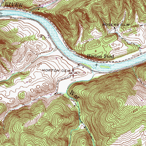 Topographic Map of Horton Cemetery, TN