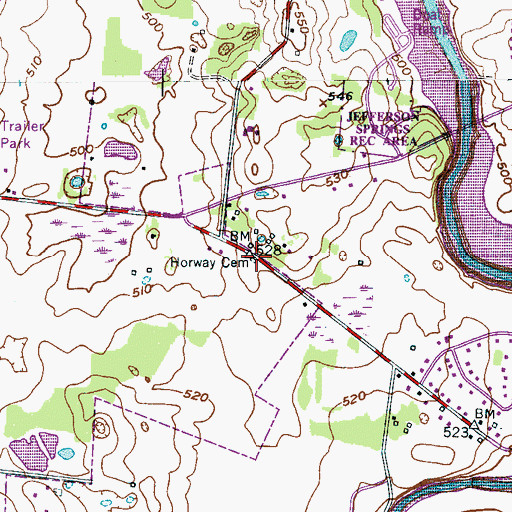 Topographic Map of Horway Cemetery, TN