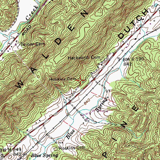 Topographic Map of Hoskins Cemetery, TN