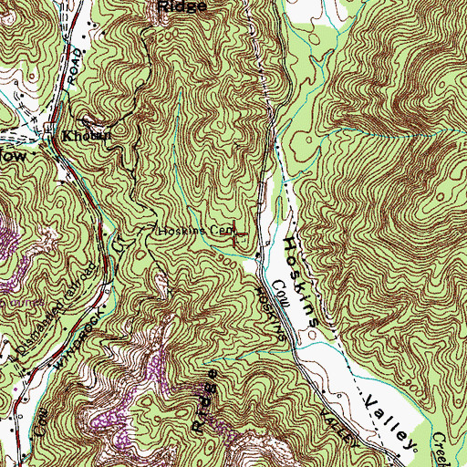 Topographic Map of Hoskins Cemetery, TN