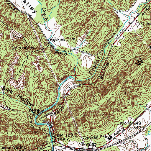 Topographic Map of Hoskins Valley, TN