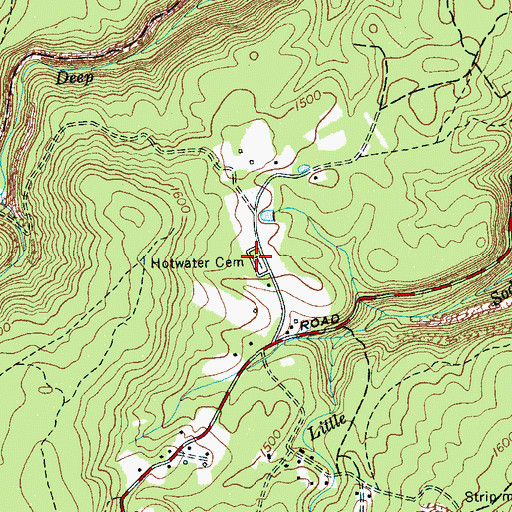 Topographic Map of Hotwater Cemetery, TN