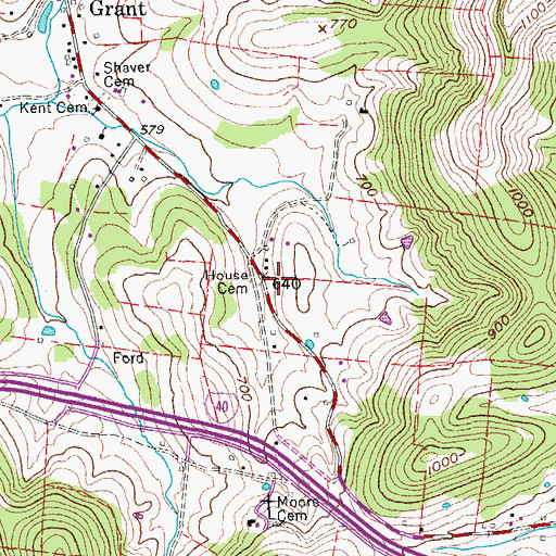 Topographic Map of House Cemetery, TN