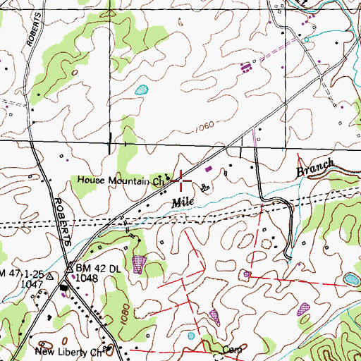 Topographic Map of House Mountain Church, TN