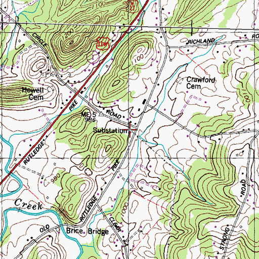 Topographic Map of House Mountain Substation, TN