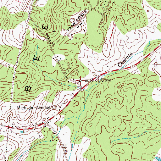 Topographic Map of House of Prayer, TN