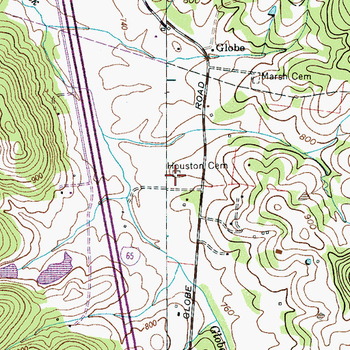 Topographic Map of Houston Cemetery, TN