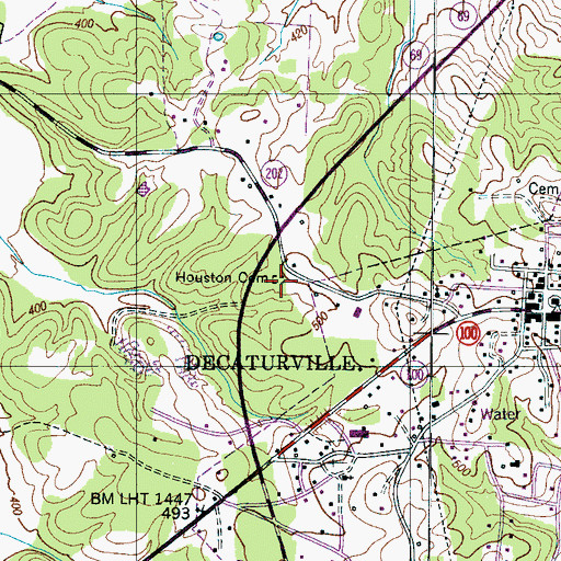 Topographic Map of Houston Cemetery, TN