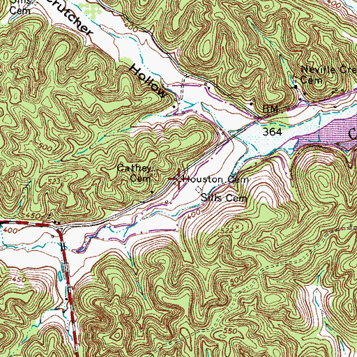 Topographic Map of Houston Cemetery, TN