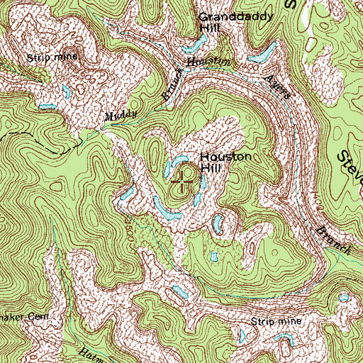 Topographic Map of Houston Hill, TN
