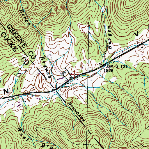 Topographic Map of Houston Valley School, TN