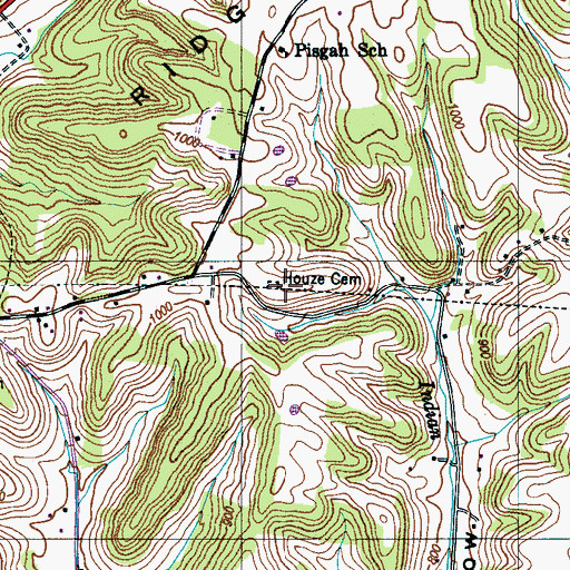 Topographic Map of Houze Cemetery, TN
