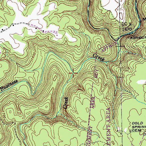 Topographic Map of How Come You Creek, TN