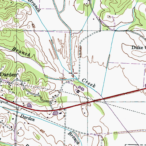Topographic Map of Howard Branch, TN